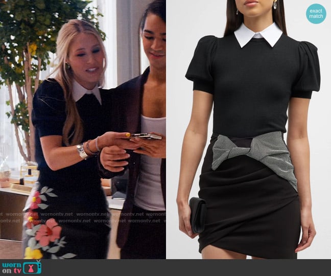 Alice + Olivia Chase Puff-Sleeve Sweater w/ Detachable Collar worn by Alyssasays (Lisa Gilroy) on Glamorous