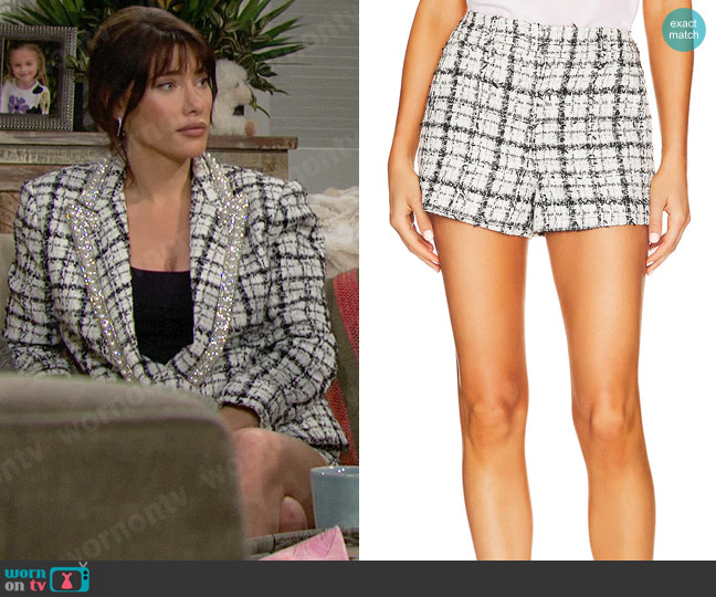 Alice + Olivia Paula Shorts worn by Steffy Forrester (Jacqueline MacInnes Wood) on The Bold and the Beautiful