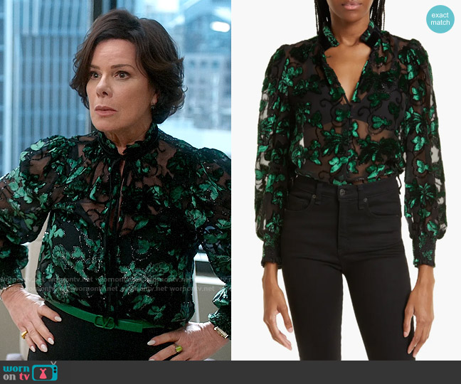 Alice + Olivia Zina Blouse worn by Margaret Wright (Marcia Gay Harden) on So Help Me Todd