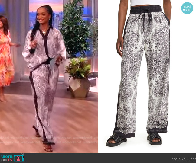 All Saints Tyler Rafaela Bandana Print Drawstring Pants worn by Rachel Lindsay on The View