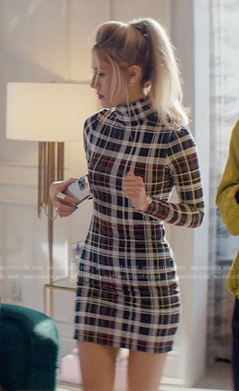 Alyssasays’s plaid turtleneck mini dress on Glamorous