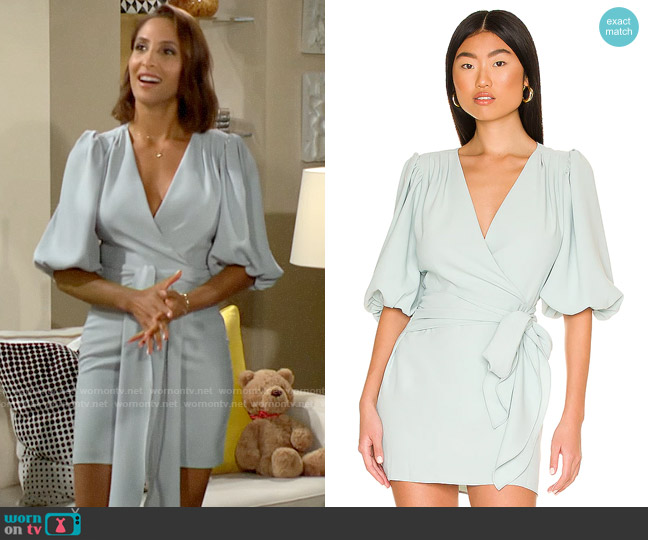 Amanda Uprichard Alida Dress in Thyme worn by Lily Winters (Christel Khalil) on The Young and the Restless