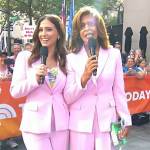 Angie Lassman and Hoda’s pink pant suit on Today