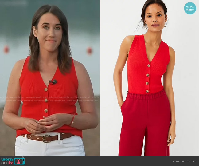 WornOnTV: Maggie Vespa’s red ribbed vest on Today | Maggie Vespa ...