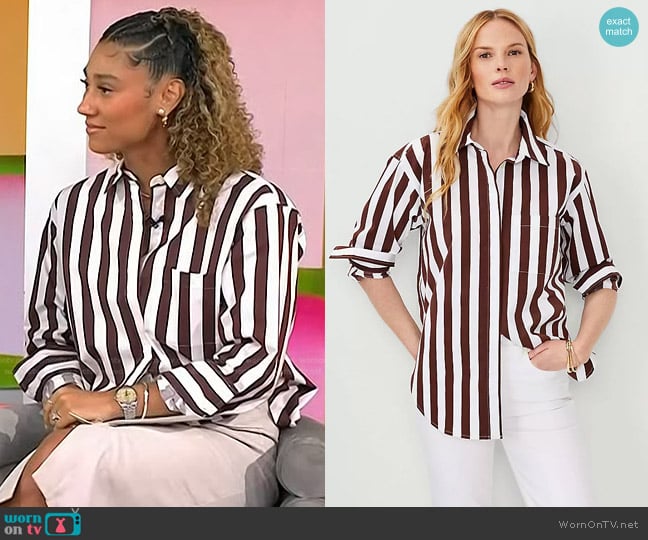 Ann Taylor Striped Oversized Shirt worn by Ally Love on Today