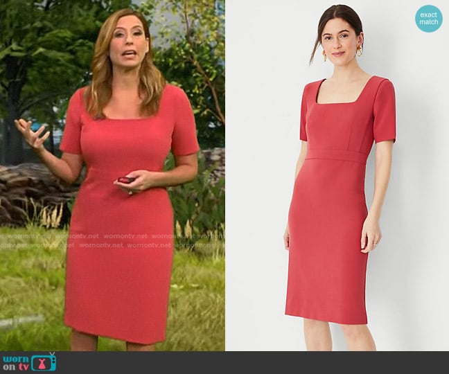 Ann Taylor Scoop Neck Short Sleeve Sheath Dress worn by Stephanie Abrams on CBS Mornings