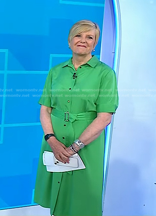 Anne Thompson's green belted shirtdress on Today