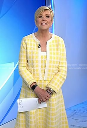 Anne Thompson's yellow check teed jacket and dress on Today