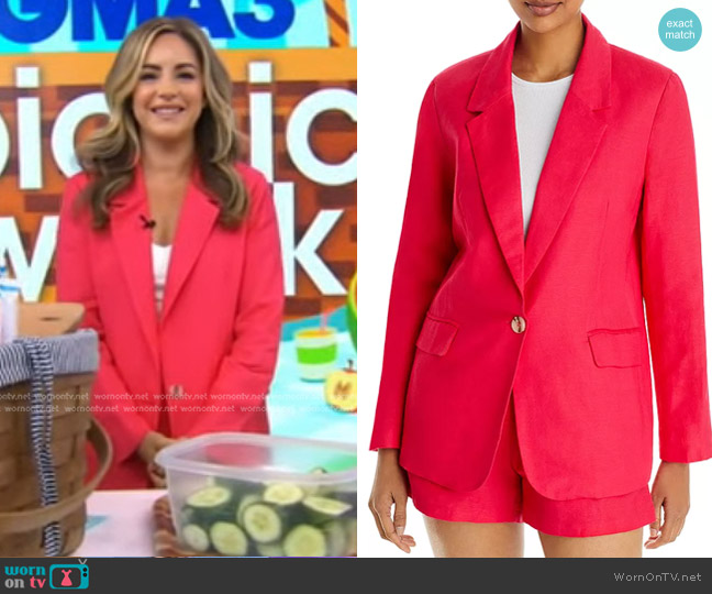 Aqua Oversized Blazer and Shorts worn by Dina Deleasa-Gonsar on Good Morning America