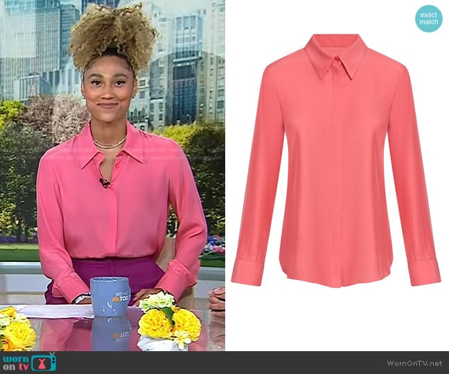 Argent Silk Charmeuse Blouse in Watermelon worn by Ally Love on Today