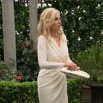 Ashley’s ivory long sleeve faux wrap dress on The Young and the Restless