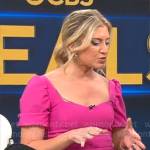 Ashley Bellman’s pink puff sleeve dress on CBS Mornings