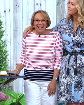 Barbara Costello's white striped top on Good Morning America