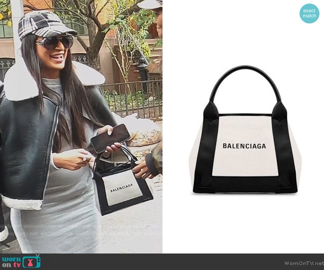 Balenciaga Navy Tote Bag in Black worn by Jessel Taank on The Real Housewives of New York City