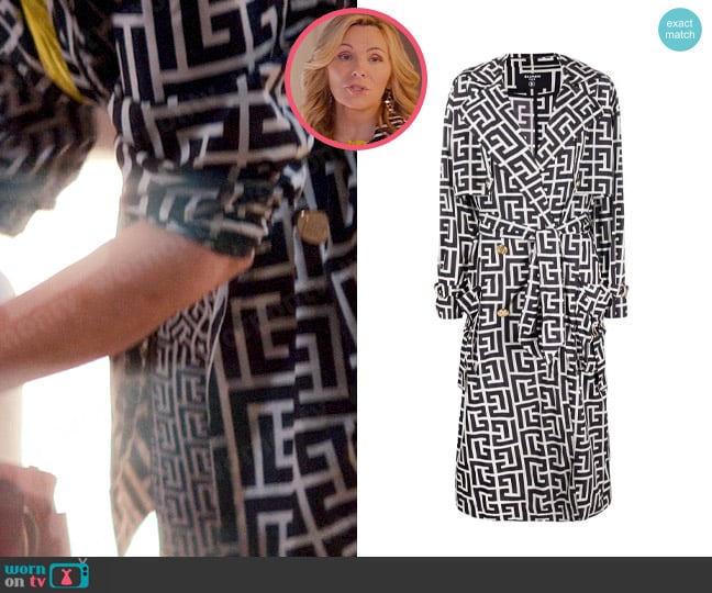 Balmain Monogram Pattern Trench Coat worn by Madolyn Addison (Kim Cattrall) on Glamorous