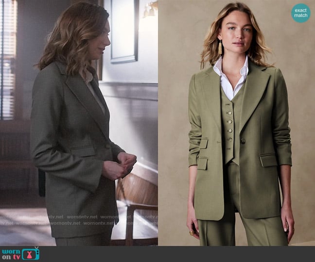 Banana Republic Lido Blazer in Desert Thyme worn by Allison Grant (Madeline Wise) on So Help Me Todd