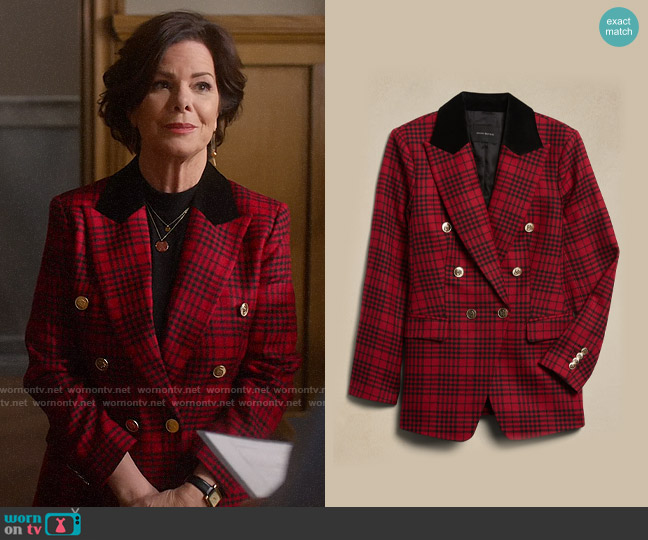 Banana Republic Plaid Captains Blazer worn by Margaret Wright (Marcia Gay Harden) on So Help Me Todd