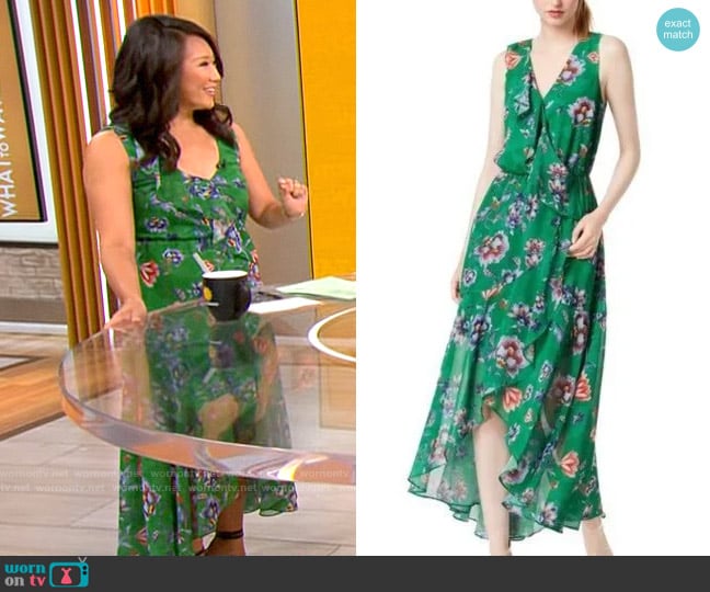 Bar III Floral Ruffled High Low Dress worn by Nancy Chen on CBS Mornings