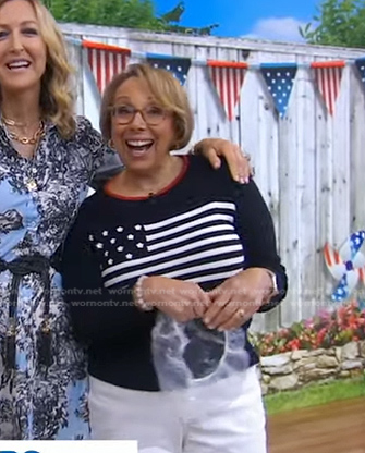 Barbara Costello’s navy American flag sweater on Good Morning America