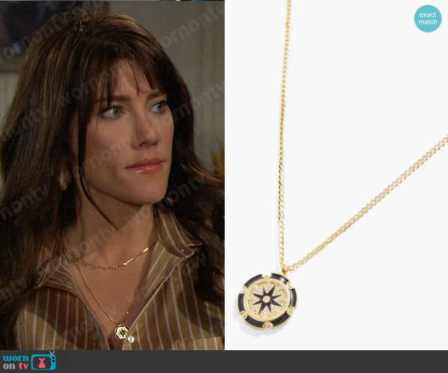 Baublebar Estella Compass Pendant Necklace worn by Steffy Forrester (Jacqueline MacInnes Wood) on The Bold and the Beautiful