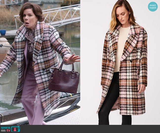 Bernardo Park Plaid Textured Wool Coat worn by Margaret Wright (Marcia Gay Harden) on So Help Me Todd