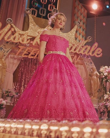 Betty's pink embellished dress on Riverdale