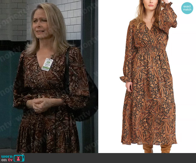 Black Tape Paisley-Print Maxi Dress worn by Gladys Corbin (Bonnie Burroughs) on General Hospital