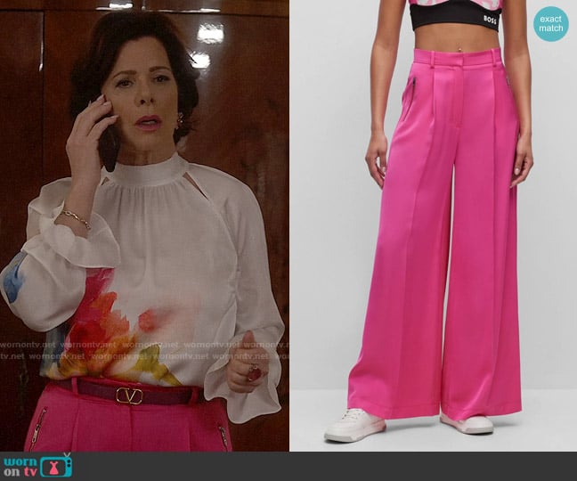 BOSS x Alica Schmidt Regular-fit trousers with wide leg worn by Margaret Wright (Marcia Gay Harden) on So Help Me Todd