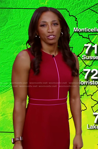 Brittany Bell's red contrast trim dress on Good Morning America