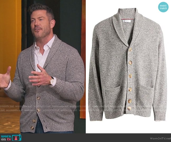 Brunello Cucinelli Gray Cardigan worn by Jesse Palmer on The Bachelorette