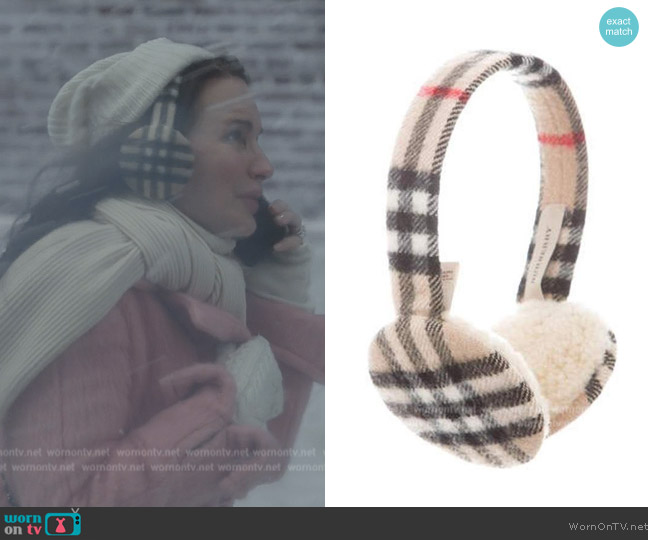 Burberry Cashmere Nova Check Earmuffs worn by Charlotte York (Kristin Davis) on And Just Like That