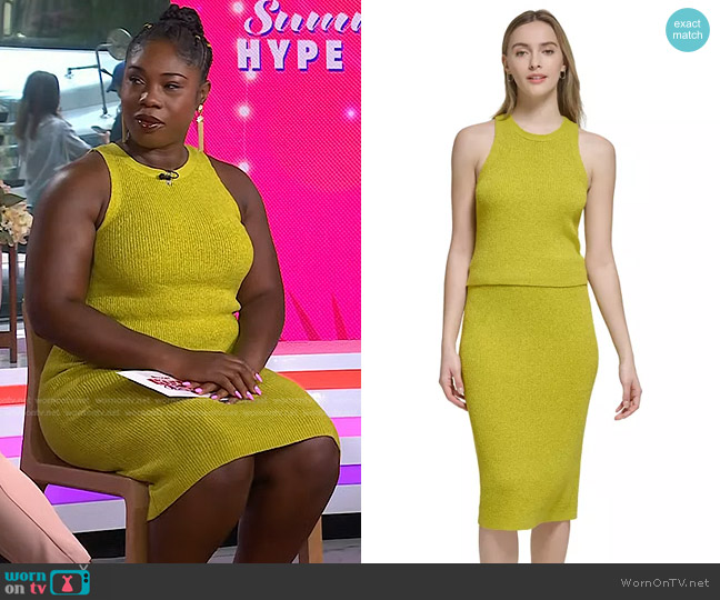 Calvin Klein Cropped Ribbed Sleeveless Sweater and Skirt worn by Lauren Smith on Today