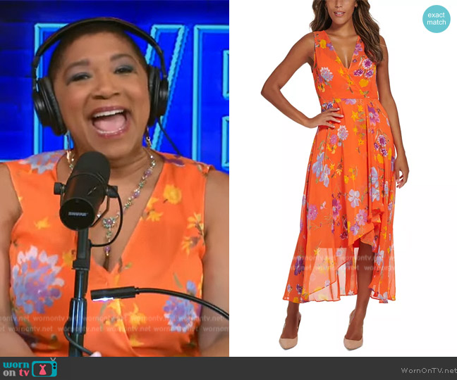 WornOnTV: Deja Vu’s orange floral print wrap dress on Live with Kelly ...