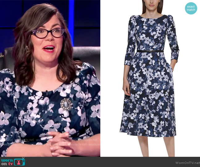 Calvin Klein Knit Floral Midi Dress worn by Victoria Groce on The Chase