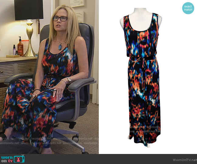 Calvin Klein Watercolor Abstract Print Dress worn by Dr Lani Montag on The Real Housewives of Orange County