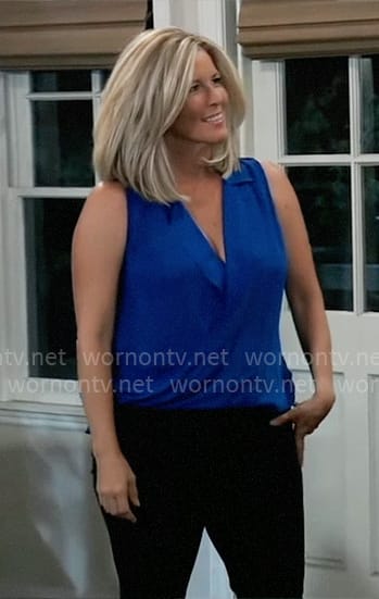 Carly's blue wrap front top on General Hospital