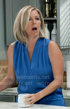 Carly's blue sleeveless top on General Hospital