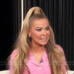 Carmen Electra’s pink braid trim pocket dress on E! News