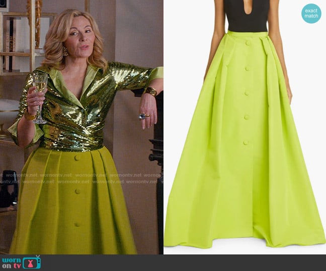 Carolina Herrera Button Front Silk Faille Ballgown Skirt worn by Madolyn Addison (Kim Cattrall) on Glamorous