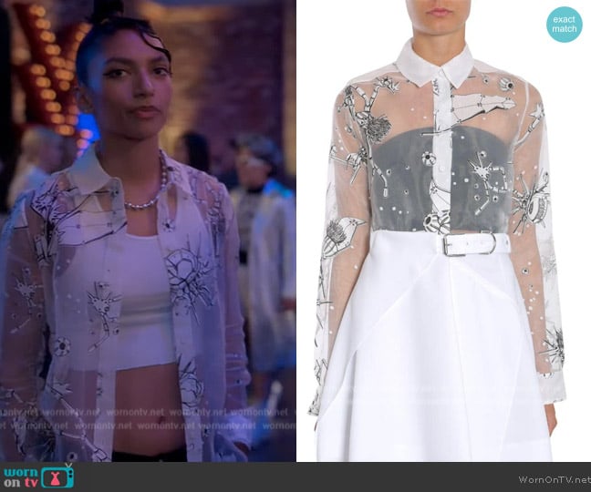 Carven Silk Organza Shirt worn by Zaara (Tara Raani) on Grown-ish