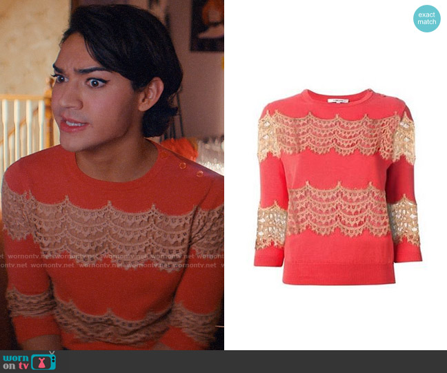 Carven Lace Panel Sweater worn by Marco Mejia (Miss Benny) on Glamorous