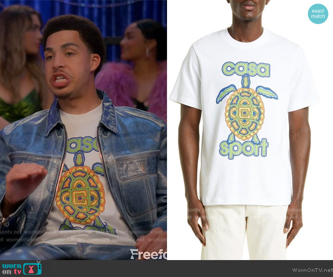 Casablanca Casa Turtle Graphic Tee worn by Andre Johnson, Jr. (Marcus Scribner) on Grown-ish