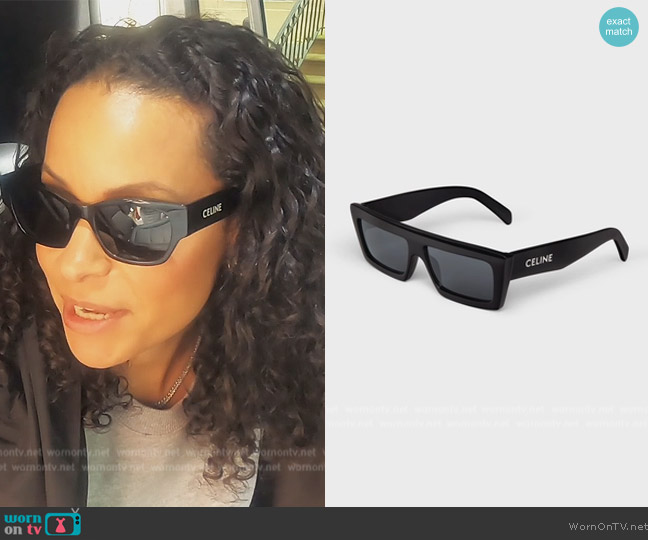 Celine Monochroms Sunglasses in Acetate worn by Sai De Silva on The Real Housewives of New York City