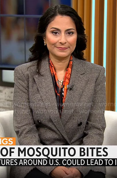 Celine Gounder's checked blazer on CBS Mornings