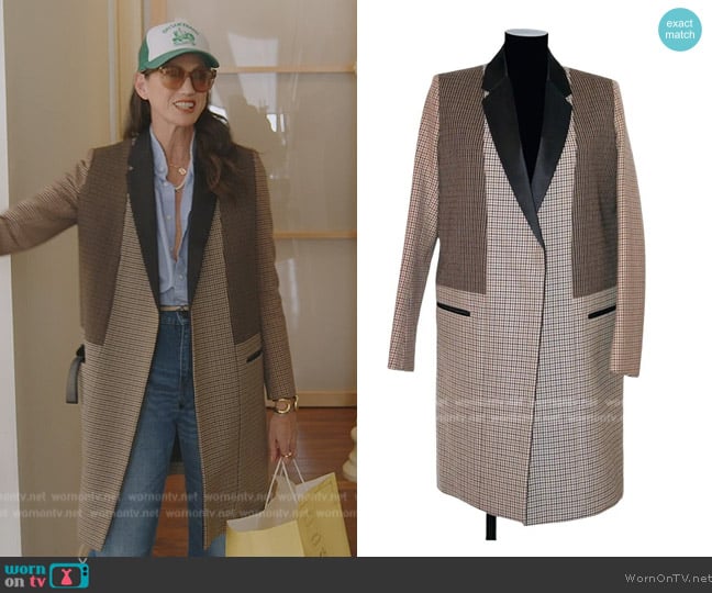 Celine Houndstooth Coat worn by Jenna Lyons on The Real Housewives of New York City