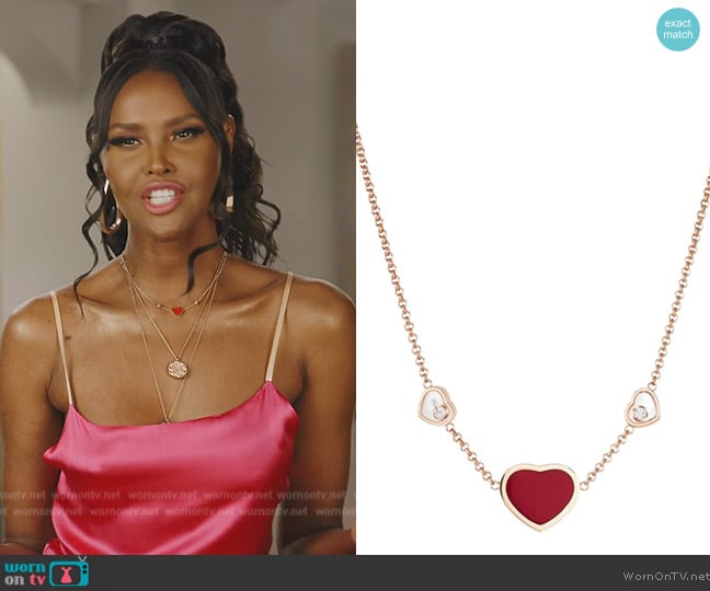 CH Premier Jewelers Chopard Happy Hearts Necklace worn by Ubah Hassan on The Real Housewives of New York City