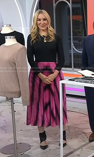 Chassie's pink tie dye pleated skirt on Today