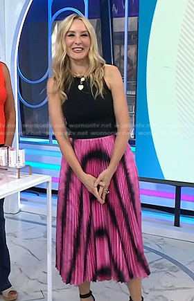 Chassie’s pink tie dye pleated skirt on Today