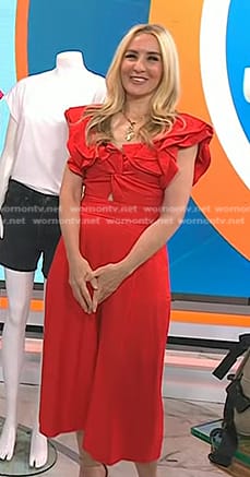 Chassie's red ruffle jumpsuit on Today