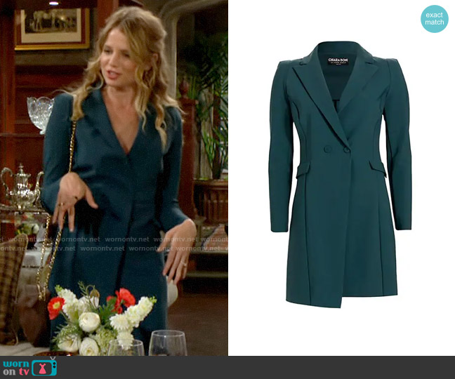 Chiara Boni La Petite Robe Blazer Minidress in Dark Forest worn by Summer Newman (Allison Lanier) on The Young and the Restless